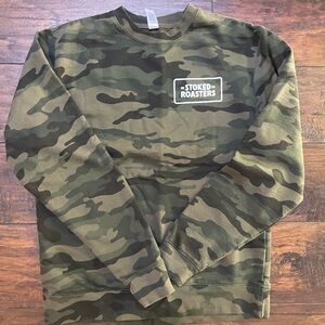 Stoked Coffee Roasters Camouflage Crewneck Sweatshirt - NWOT